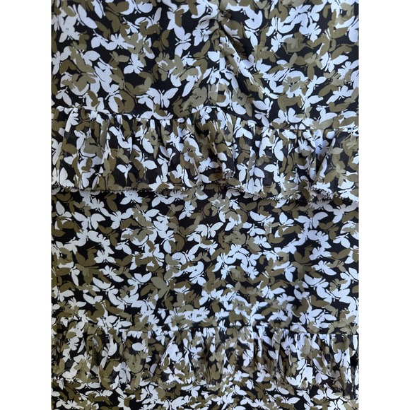 Michael Kors Midi Dress Butterfly Camo Black Green Floral‎ Sleeveless Size Large - Picture 2 of 5